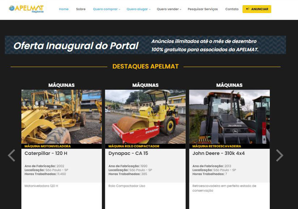 Conheça a Apelmat Negócios, nova plataforma para você vender seus equipamentos