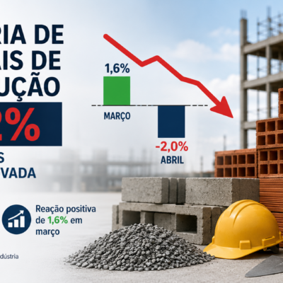Indústria de materiais de construção cai 2% em abril, após reação observada em março