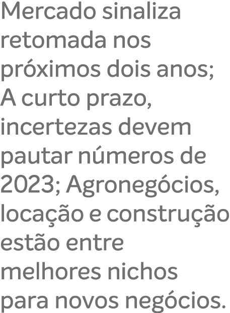 Mercado sinaliza retomada nos pr ximos dois anos; A curto prazo, incertezas devem pautar n meros de 2023; Agroneg cio...