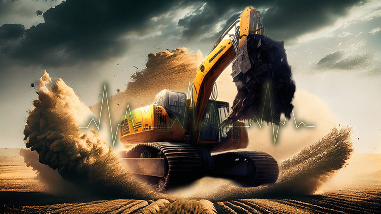 Nature outdoors with industry machinery working, stunning sunset sky ,generative artificial intelligence