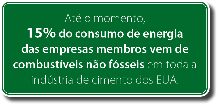 At o momento, 15% do consumo de energia das empresas membros vem de combust veis n o f sseis em toda a ind stria de ...