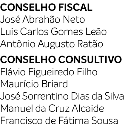 CONSELHO FISCAL Jos Abrah o Neto Luis Carlos Gomes Le o Ant nio Augusto Rat o CONSELHO CONSULTIVO Fl vio Figueiredo ...