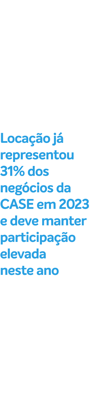 Loca o j  representou 31% dos neg cios da CASE em 2023 e deve manter participa  o elevada neste ano
