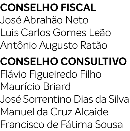 CONSELHO FISCAL Jos Abrah o Neto Luis Carlos Gomes Le o Ant nio Augusto Rat o CONSELHO CONSULTIVO Fl vio Figueiredo ...